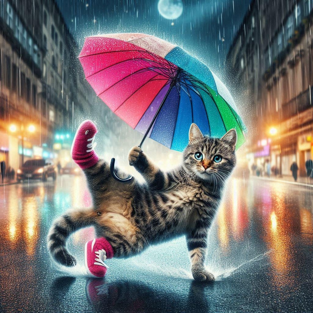 傘をさす猫