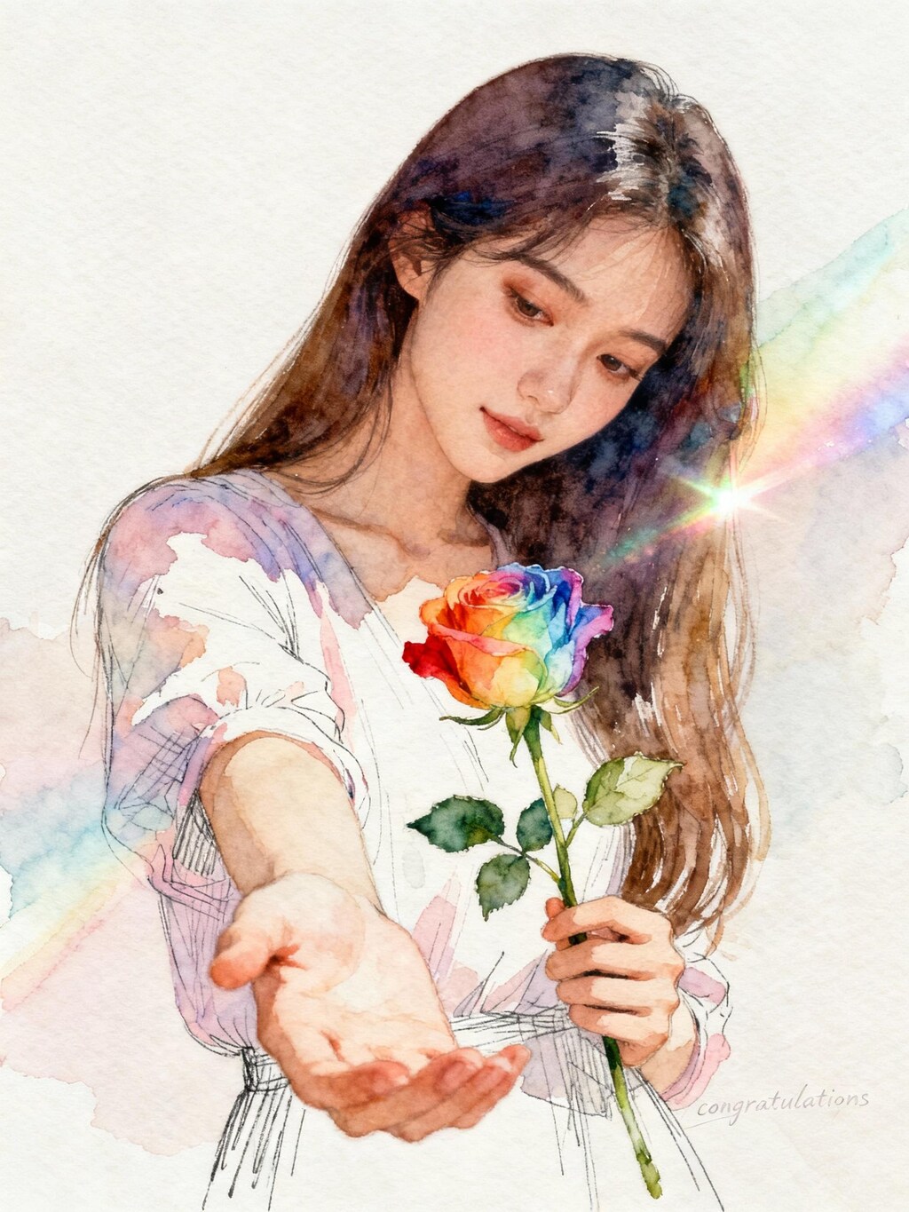 レインボーローズでお祝い