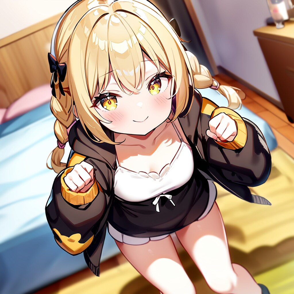金髪みつあみツインテ