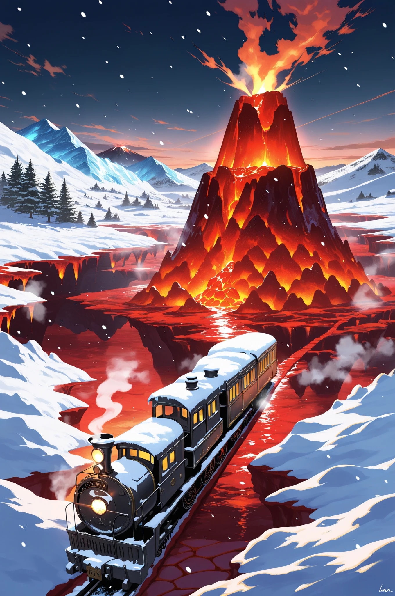 列車の旅路(火山編) | の人気AIイラスト・グラビア
