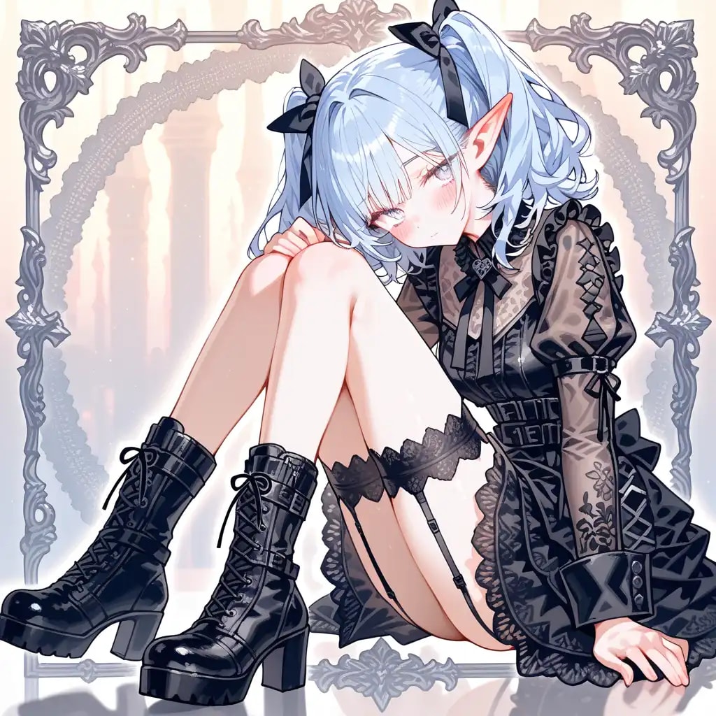 Days AI「黒ゴシック系ファッションの美少女」