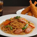 深夜食堂のナポリタンとエビフライのセット 2枚目