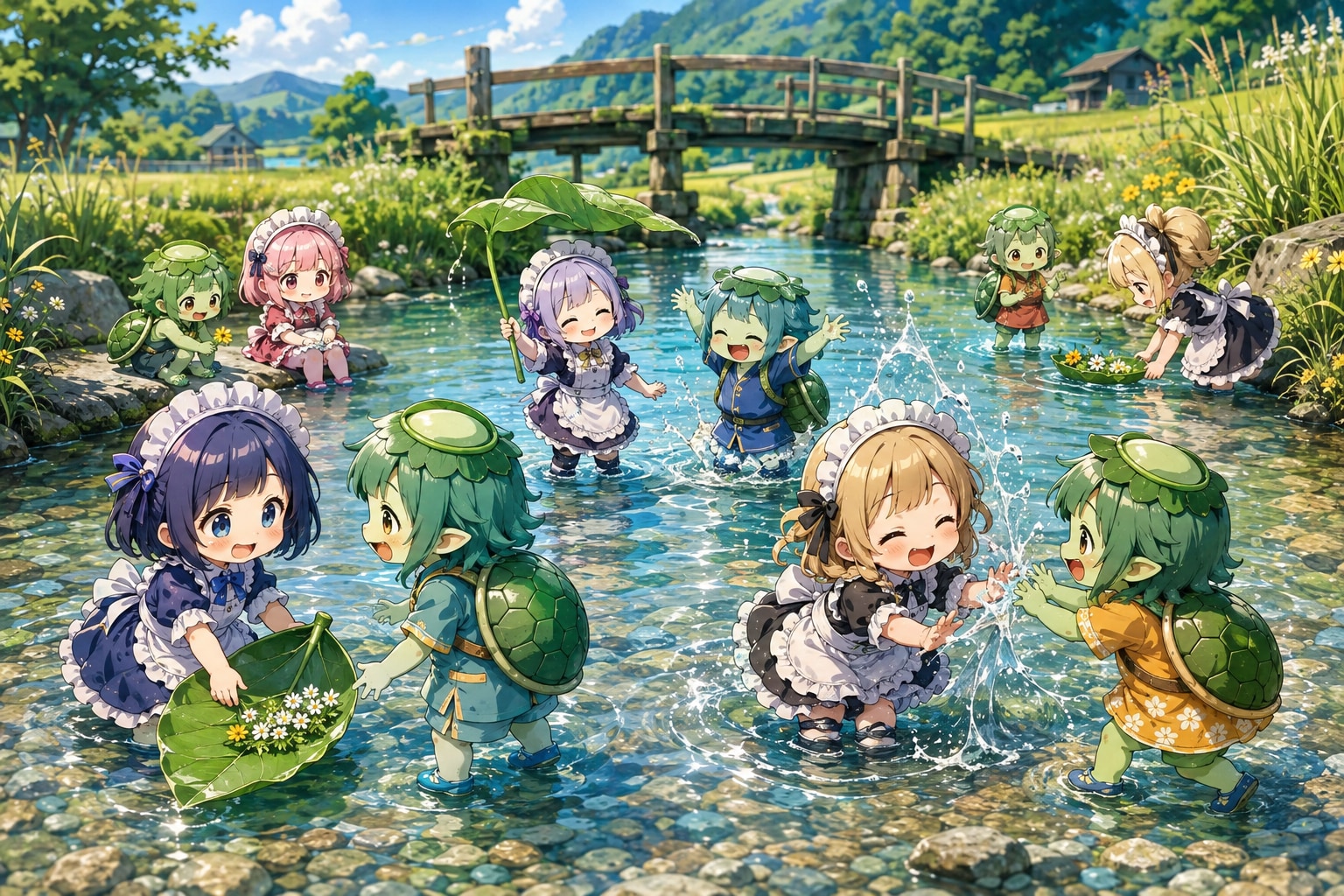 メイドちゃんと河童ちゃん