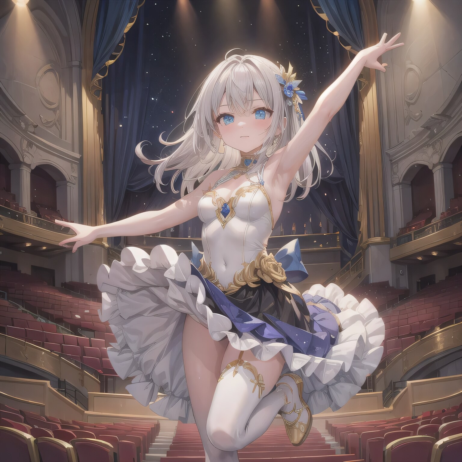 灰髪ロングで演劇の少女２ | の人気AIイラスト・グラビア