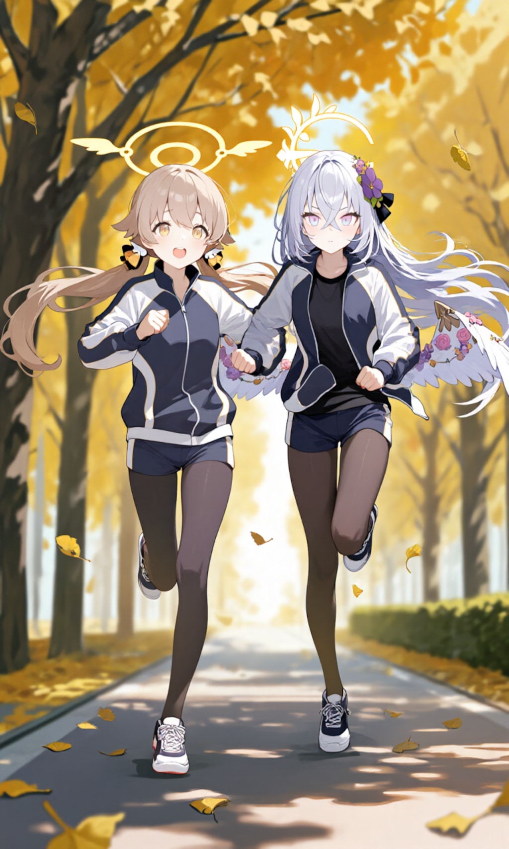 ヒフミとアズサ　寒いからタイツとジャージ1