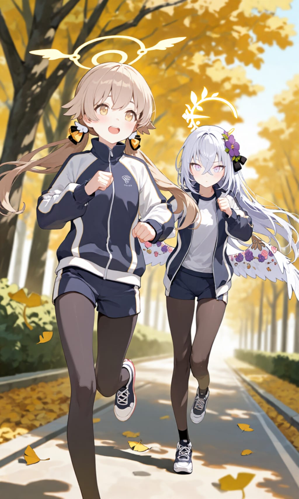 ヒフミとアズサ　寒いからタイツとジャージ1