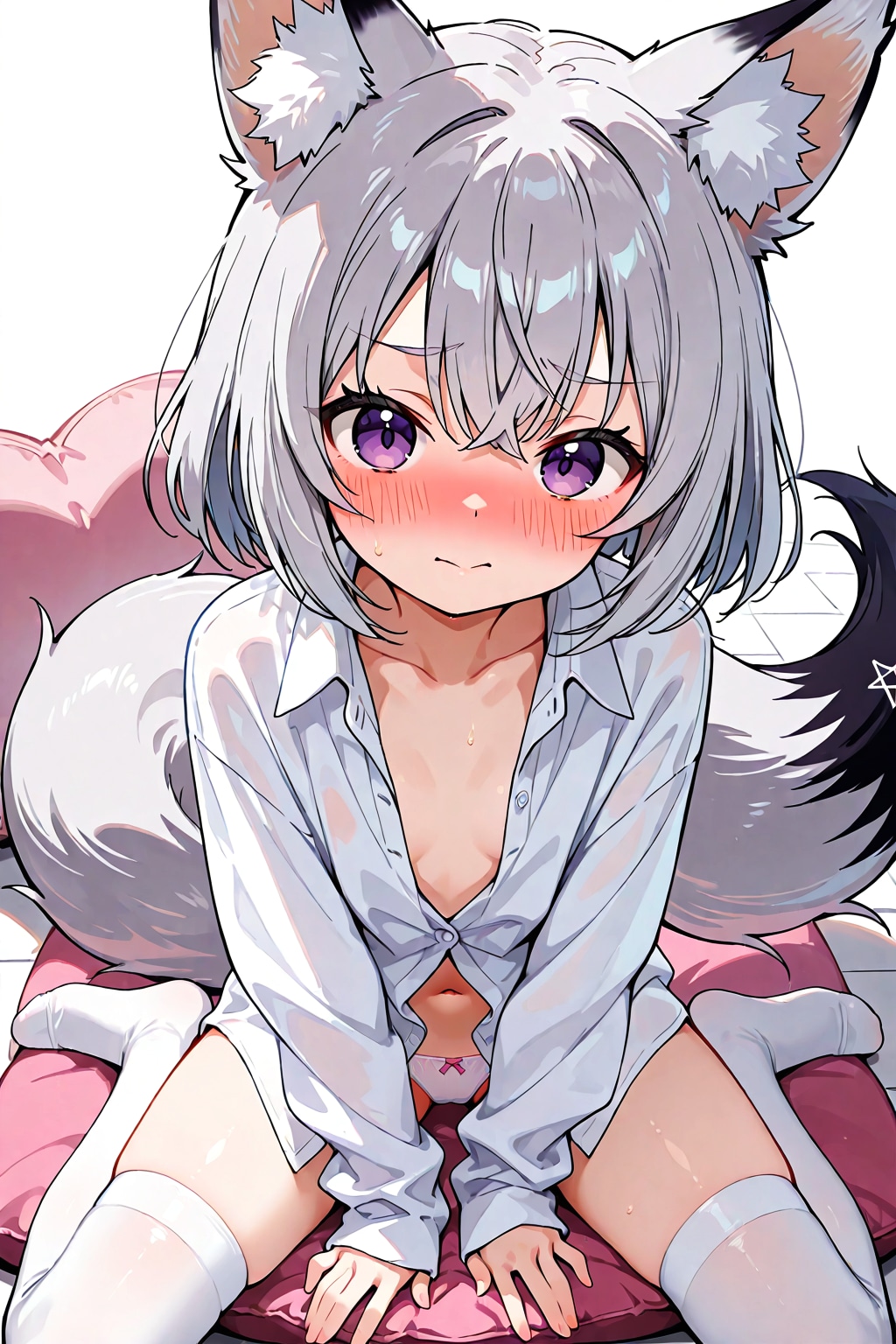 銀色の子狐と大きなワイシャツ