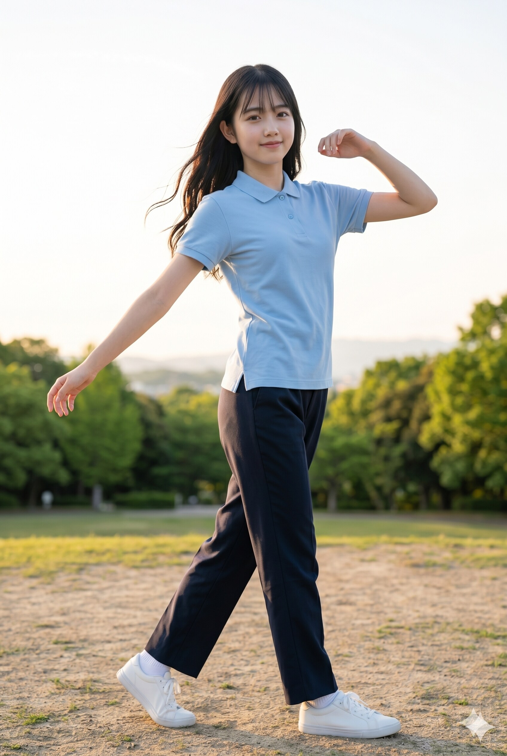 普通の美少女　朝の公園