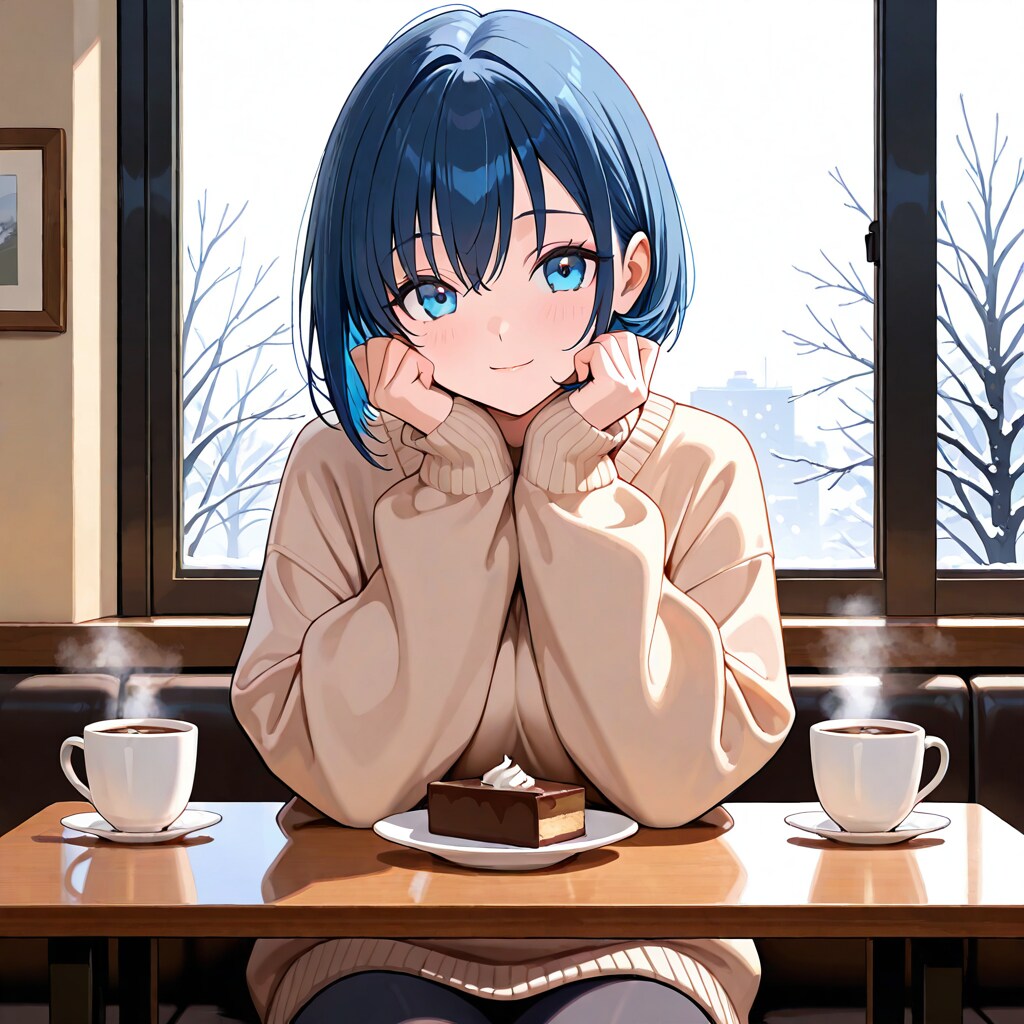 冬カフェのあったか萌え袖(失敗？)