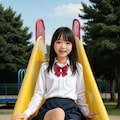 滑り台を滑る女子 6枚目