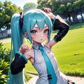 初音ミクです。018_にゃーんのポーズ、デフォルト服（イラスト風） 5枚目