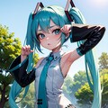 初音ミクです。018_にゃーんのポーズ、デフォルト服（イラスト風） 10枚目