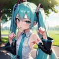 初音ミクです。018_にゃーんのポーズ、デフォルト服（イラスト風） 3枚目