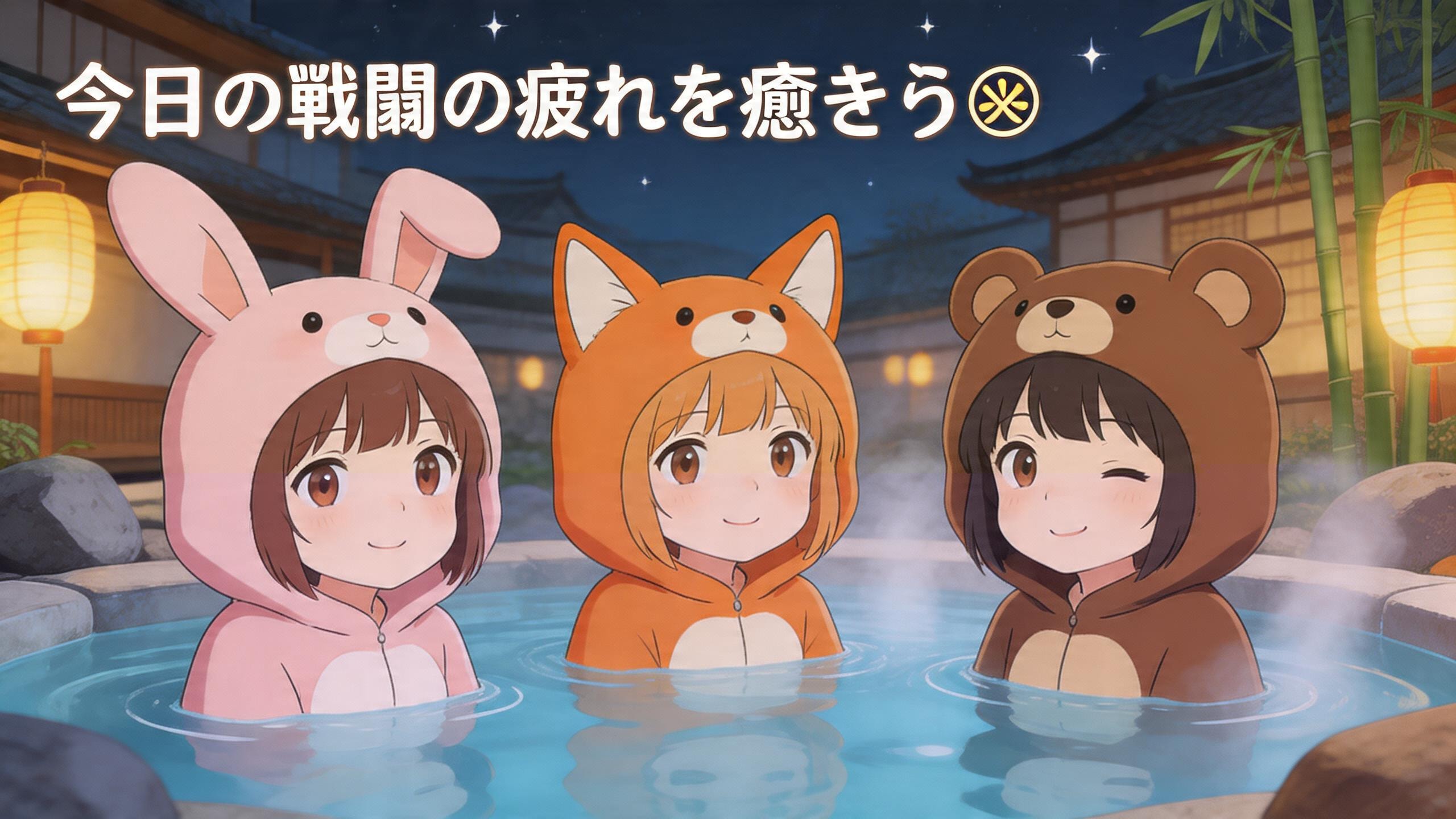 【All0423a】今日のクエストは非常に疲れたので、街の露天風呂でゆっくり疲れを癒している（モデル: Seedream 5.0） | の人気AIイラスト・グラビア