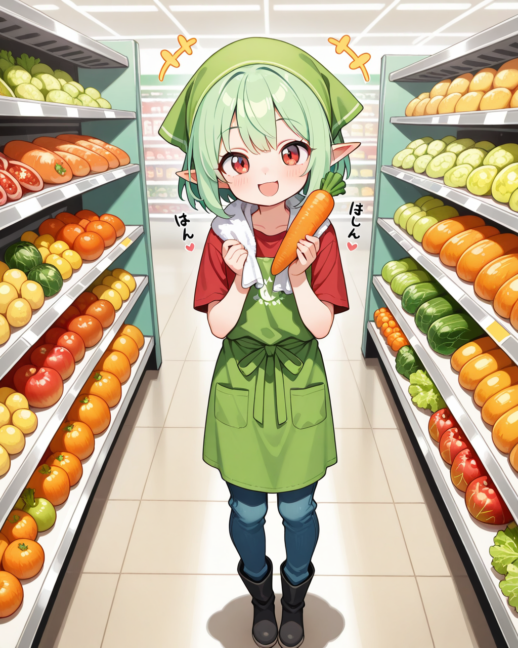 自分が育てたお野菜をアピールするエルフさん！！