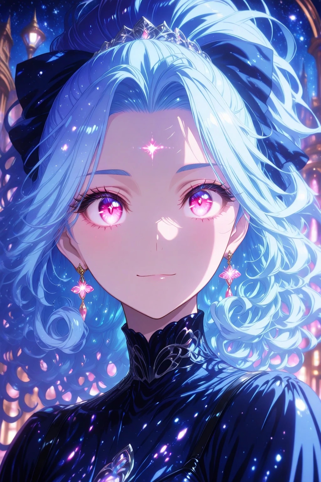 A girl with blue hair