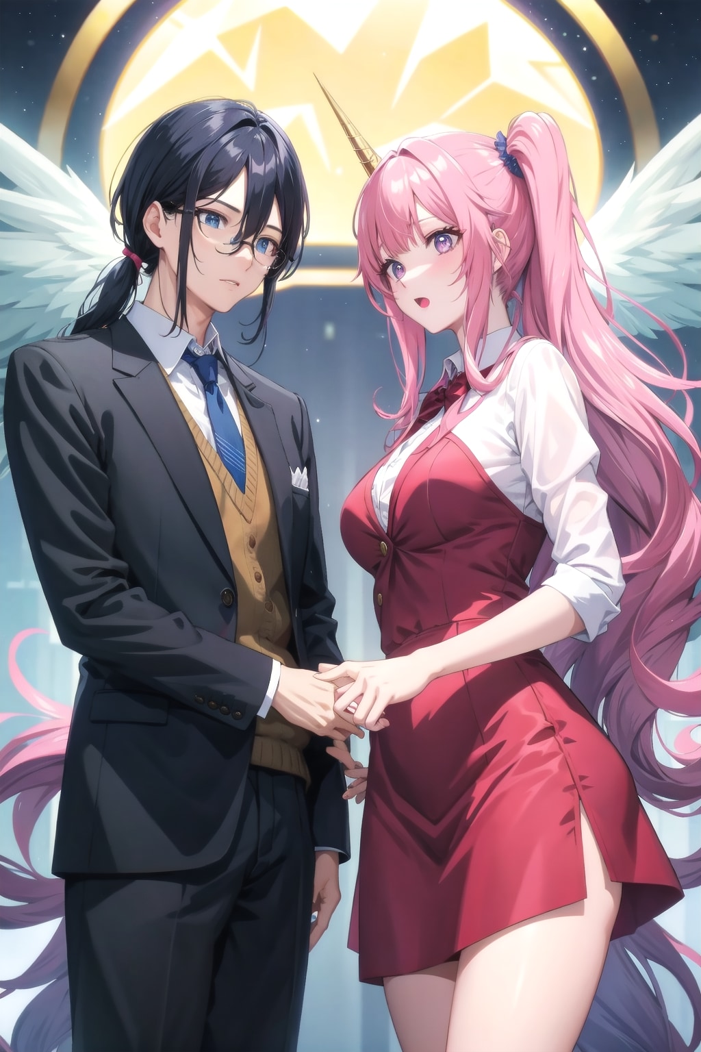 手を触れ合う二人