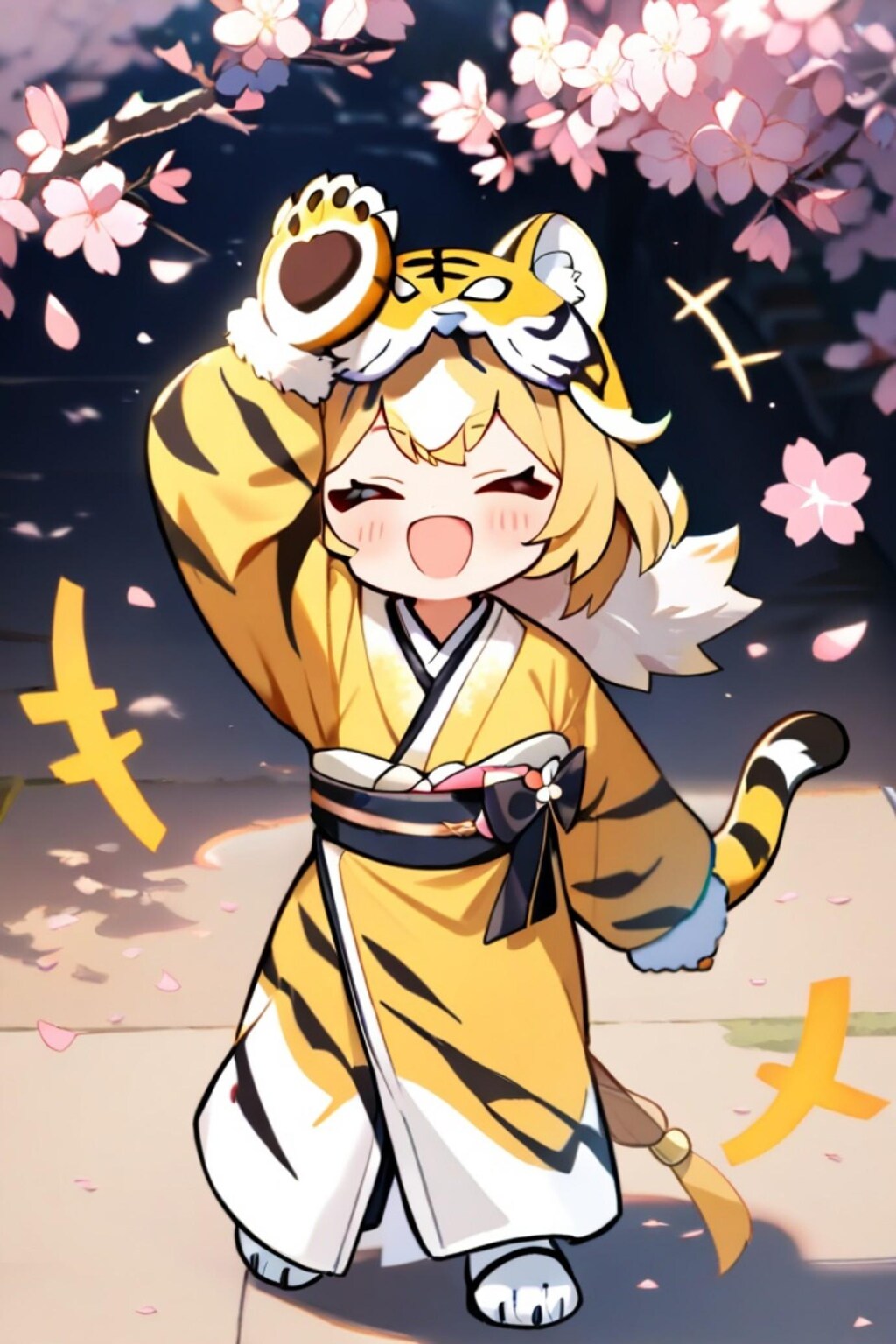 桜と虎娘ちゃん