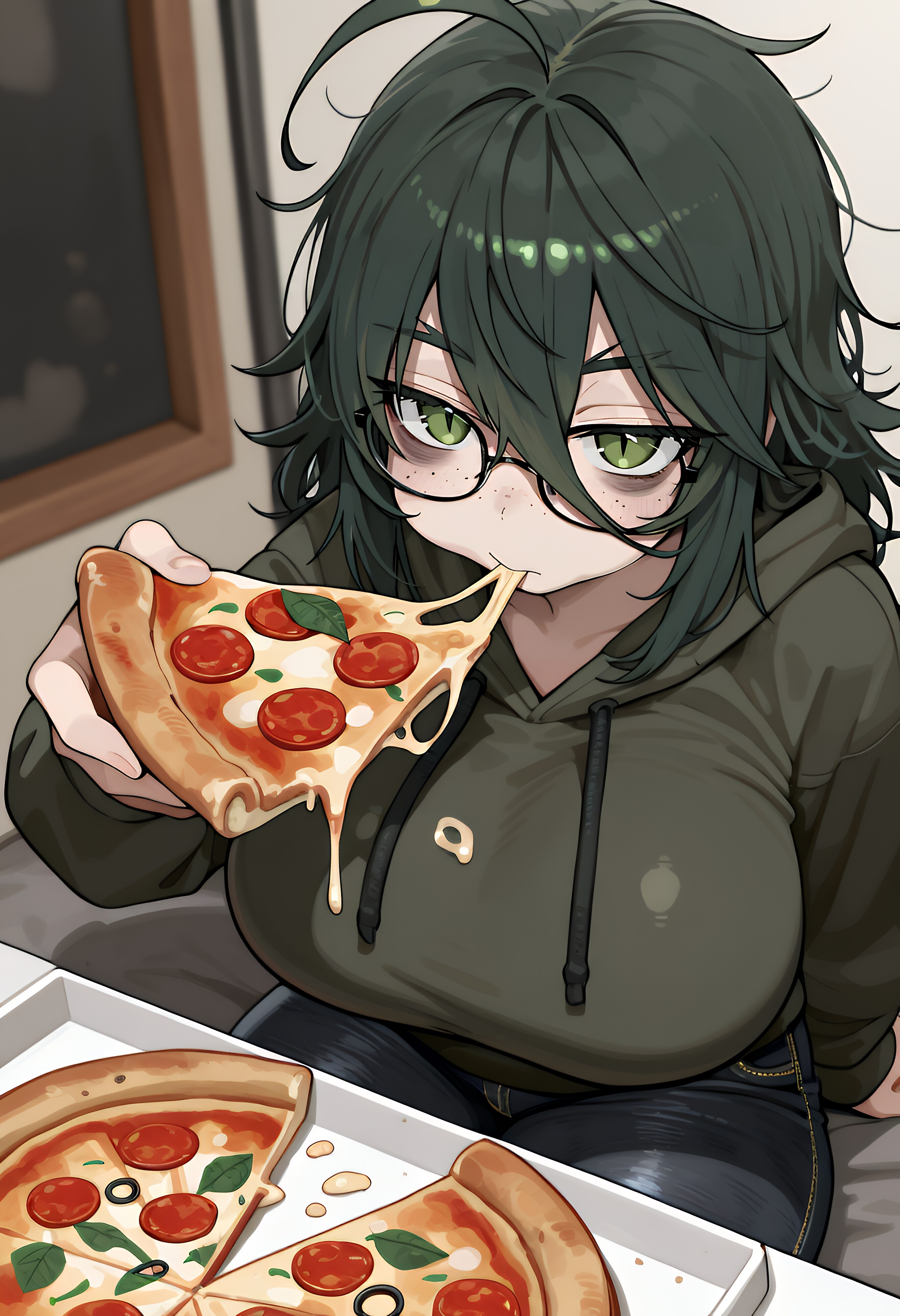 翠ちゃんピザ食べる