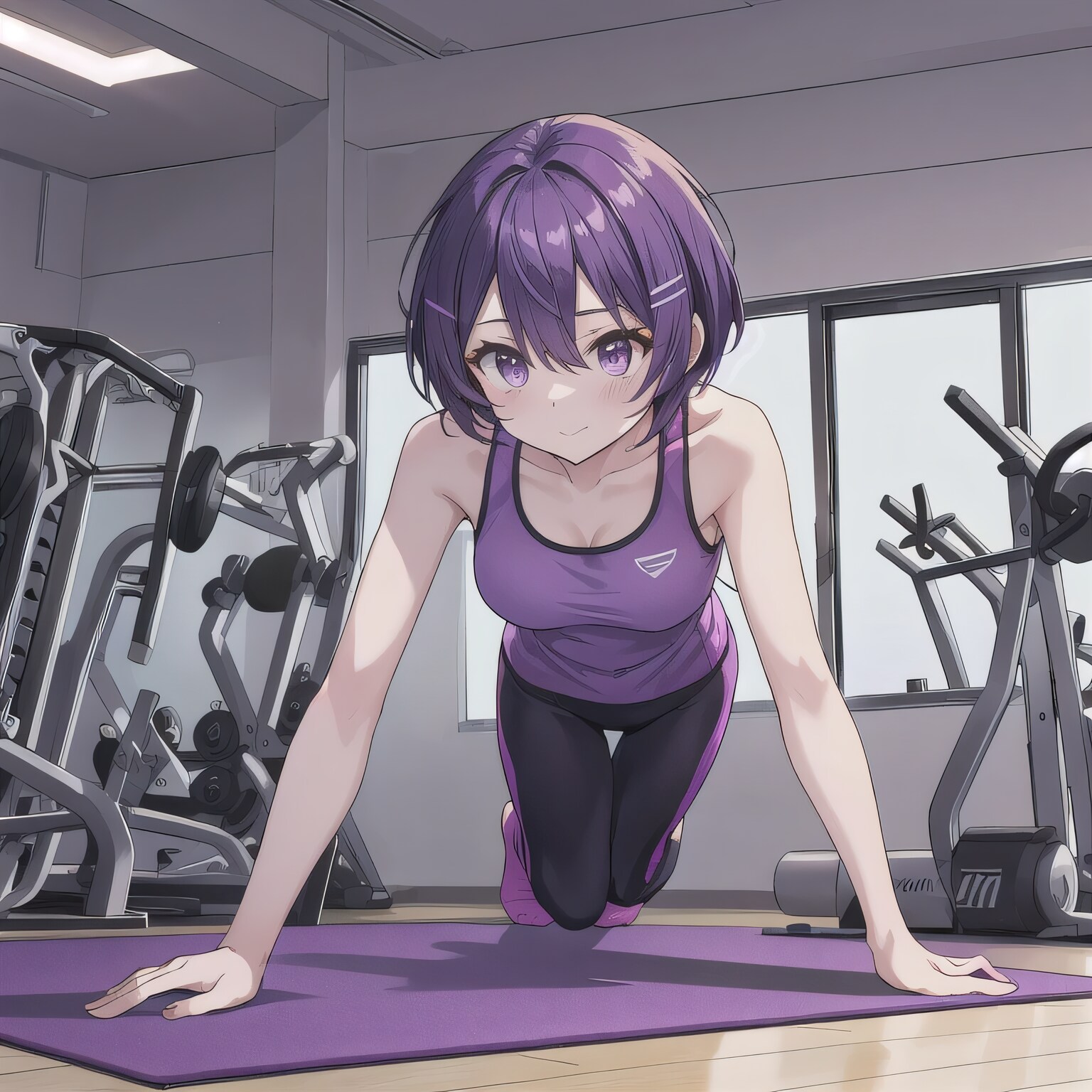 黒髪ボブで筋トレの少女２ | の人気AIイラスト・グラビア