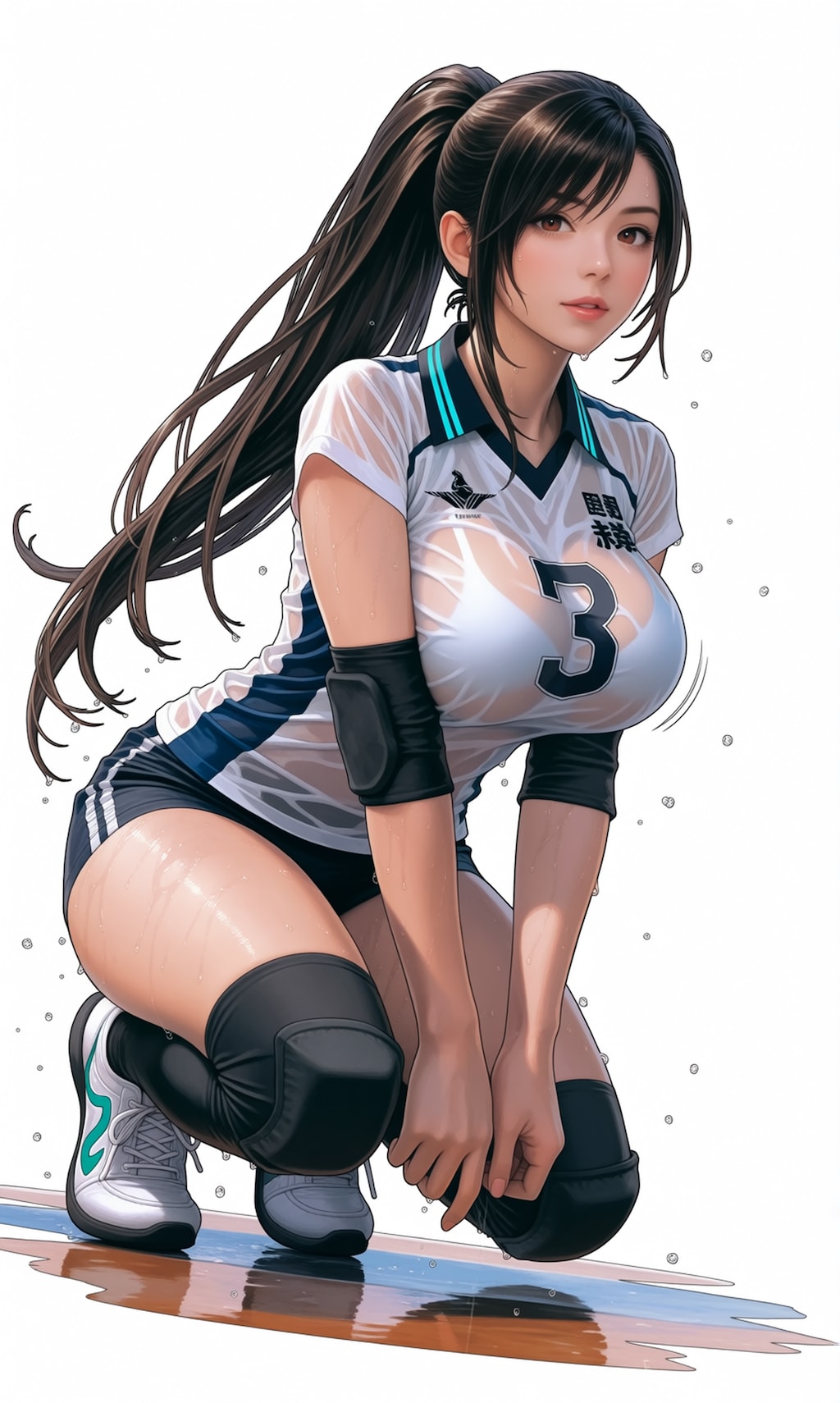 【R-15】練習して汗でびちゃびちゃになって濡れ透けユニフォームのティファ先輩