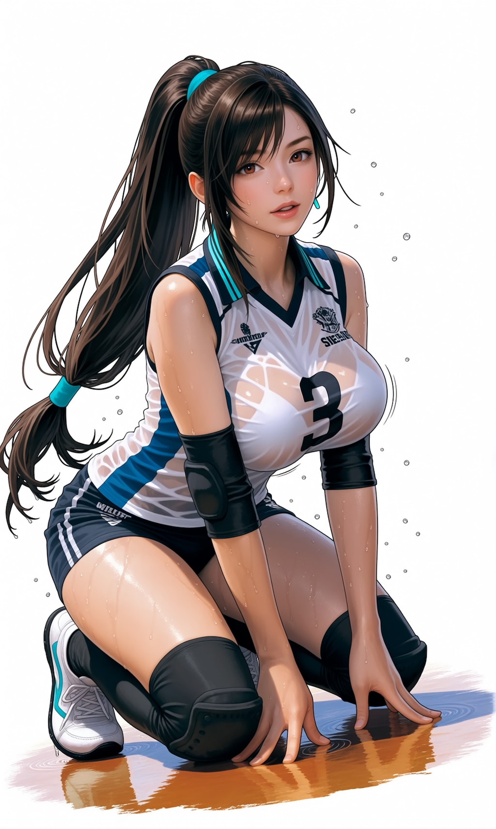 【R-15】練習して汗でびちゃびちゃになって濡れ透けユニフォームのティファ先輩