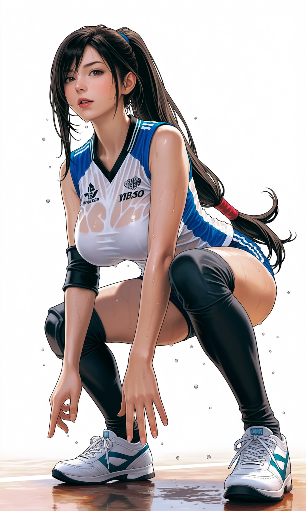 【R-15】練習して汗でびちゃびちゃになって濡れ透けユニフォームのティファ先輩