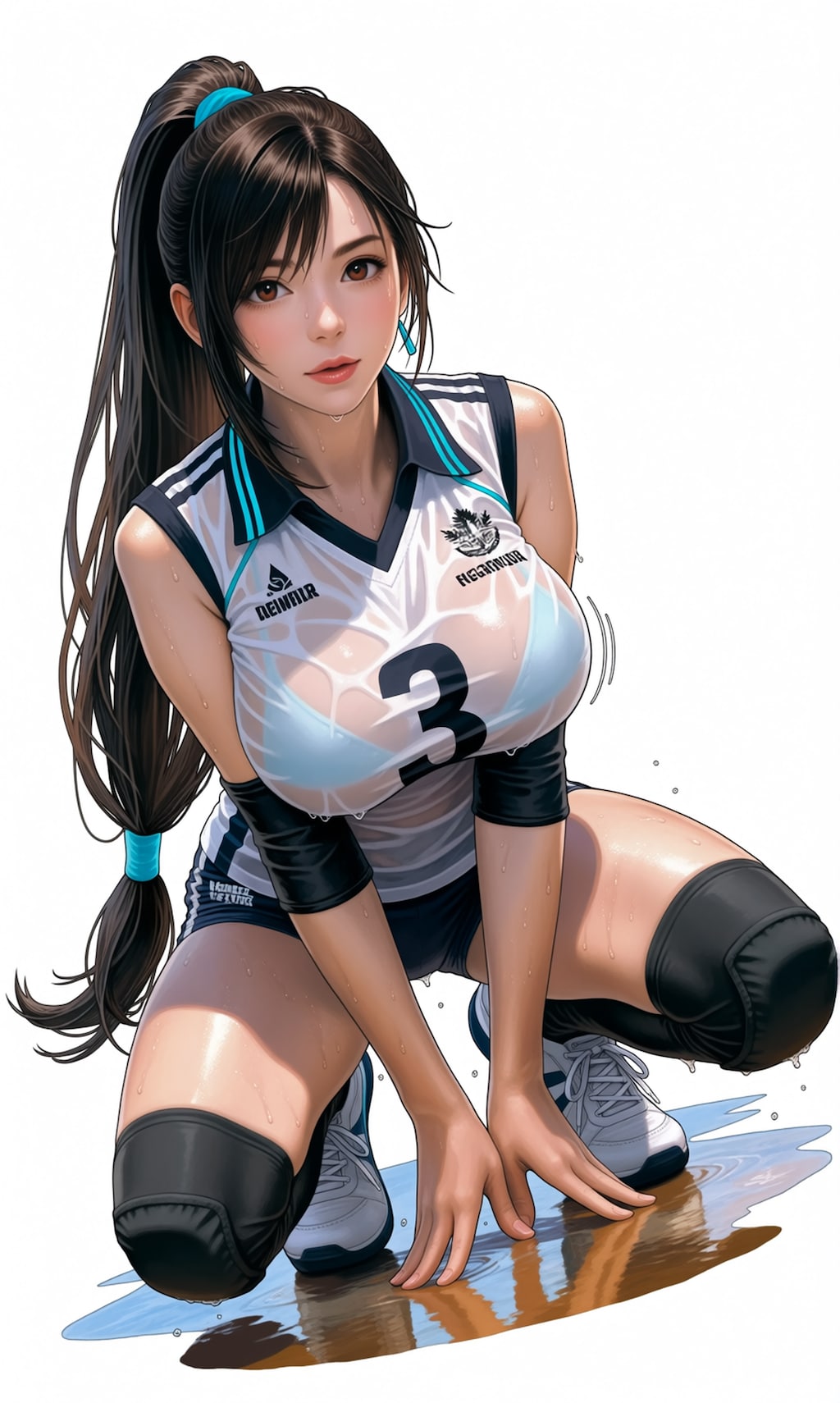 【R-15】練習して汗でびちゃびちゃになって濡れ透けユニフォームのティファ先輩