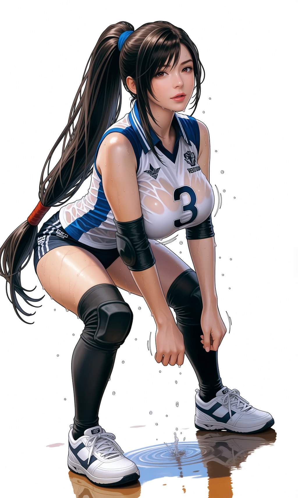 【R-15】練習して汗でびちゃびちゃになって濡れ透けユニフォームのティファ先輩