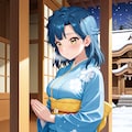 神社の前で祈る百合子(PixAI版) 4枚目