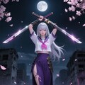 セクシー銀髪美女:JK剣士 2枚目