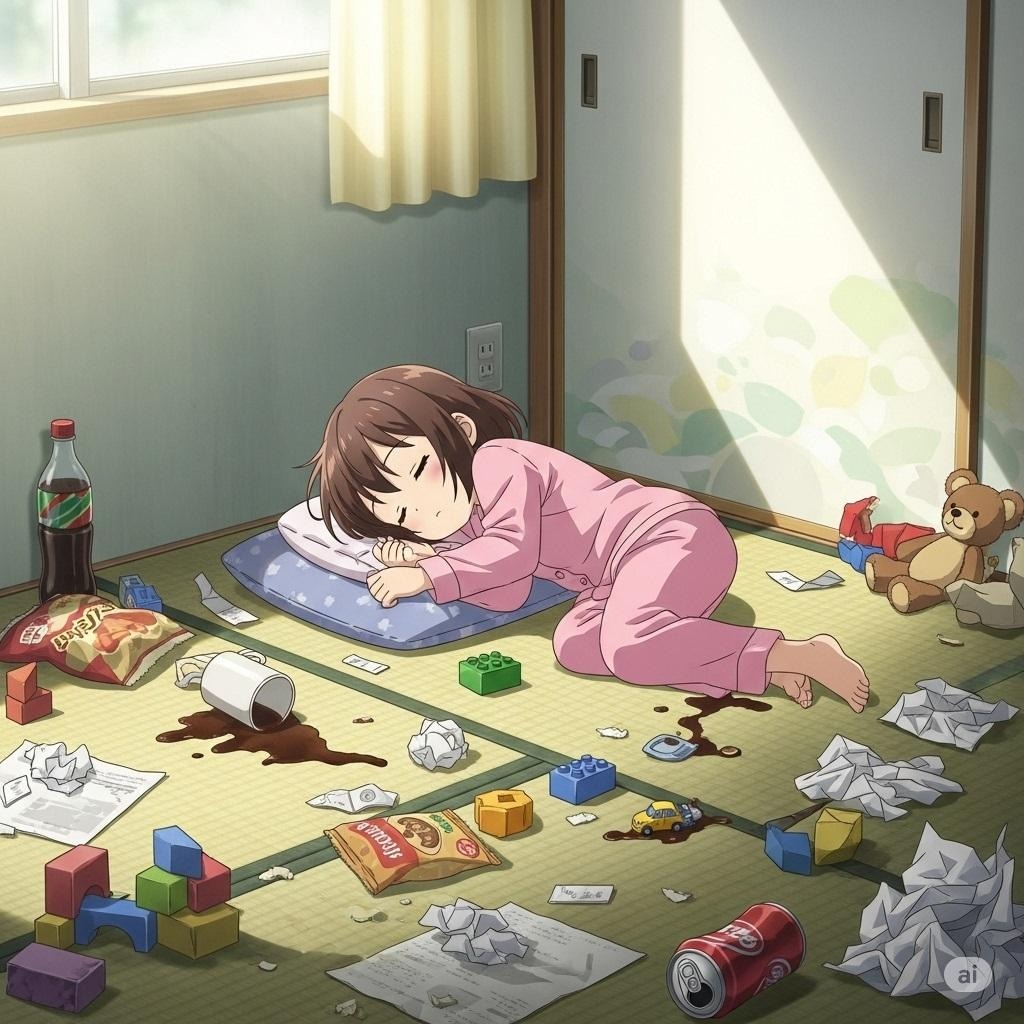 遊び疲れて寝落ち