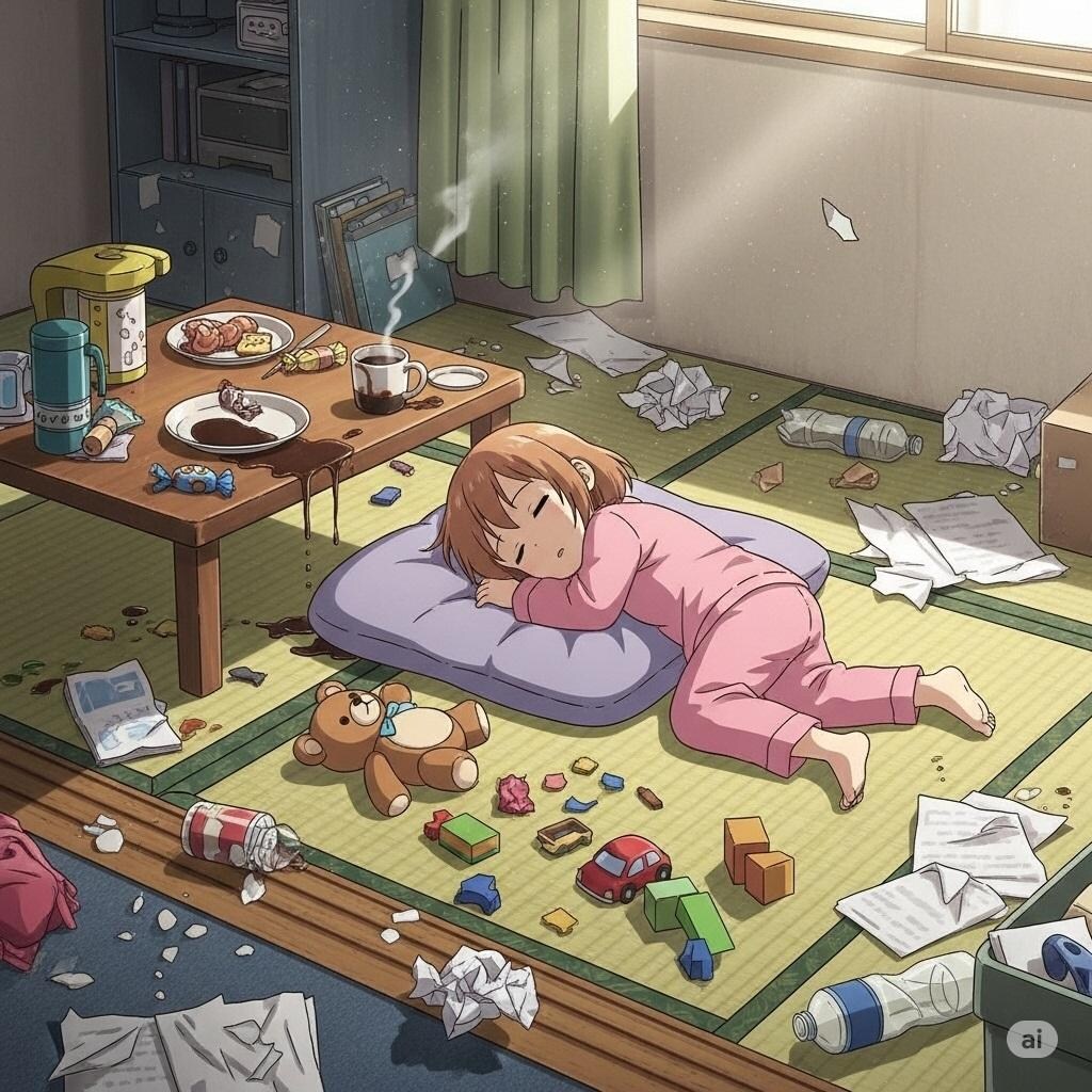 遊び疲れて寝落ち