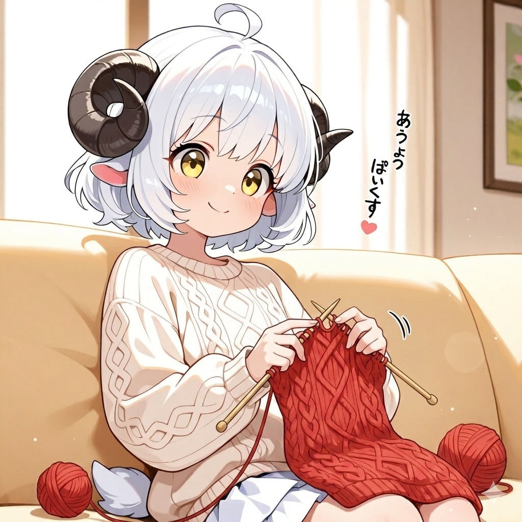ウール100％のセーターを編むのが得意なメイちゃん！！