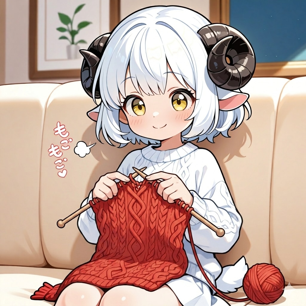 ウール100％のセーターを編むのが得意なメイちゃん！！