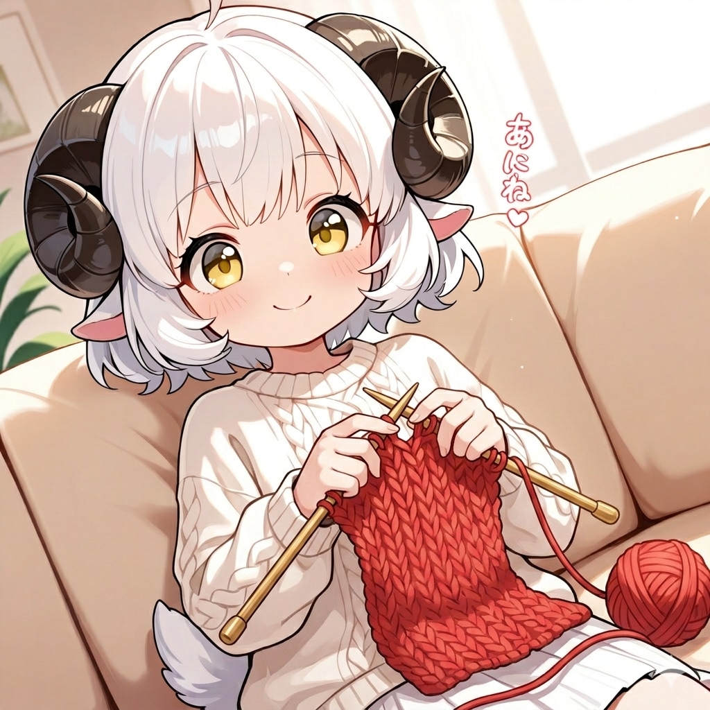 ウール100％のセーターを編むのが得意なメイちゃん！！