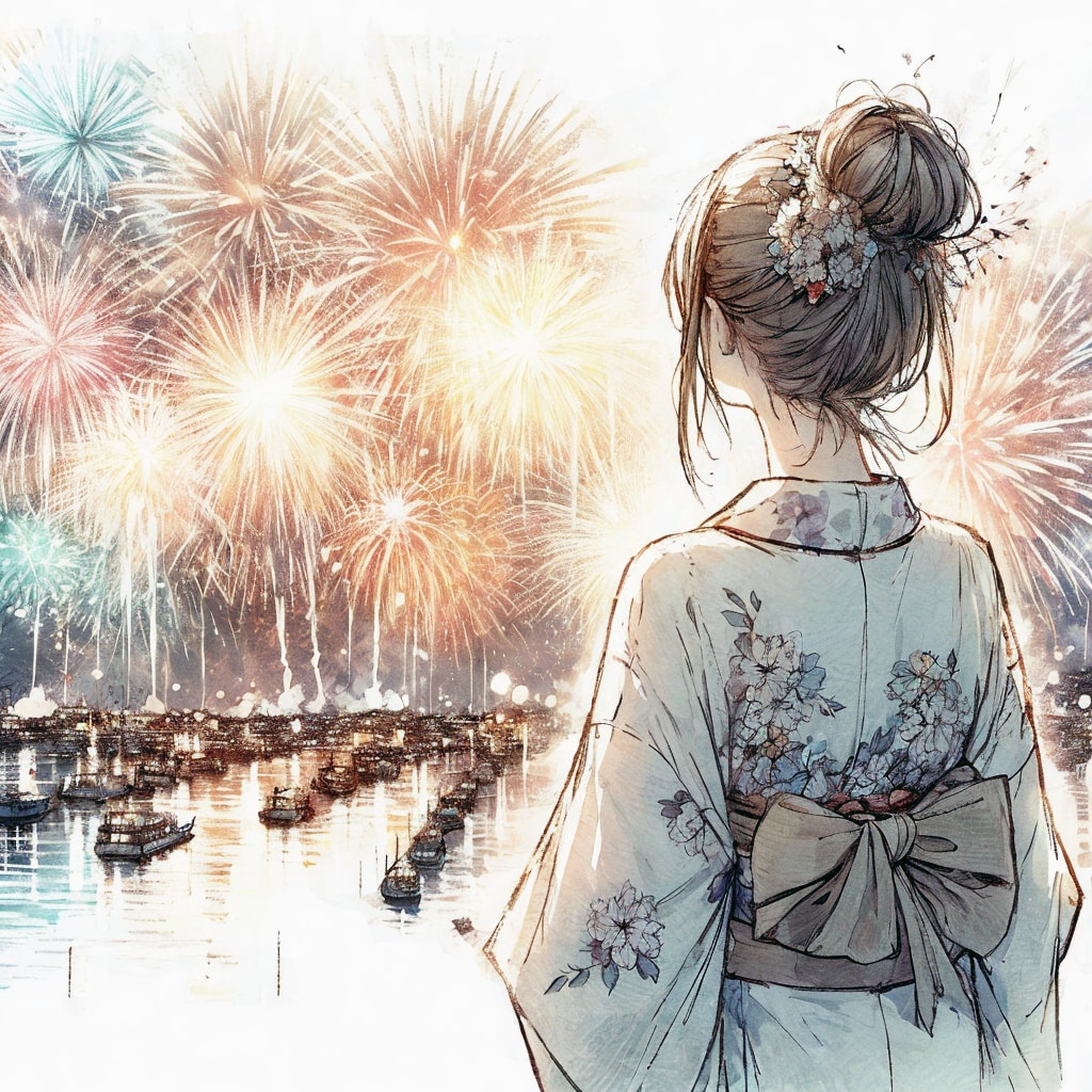 隅田川の花火 (花火と少女⑩)