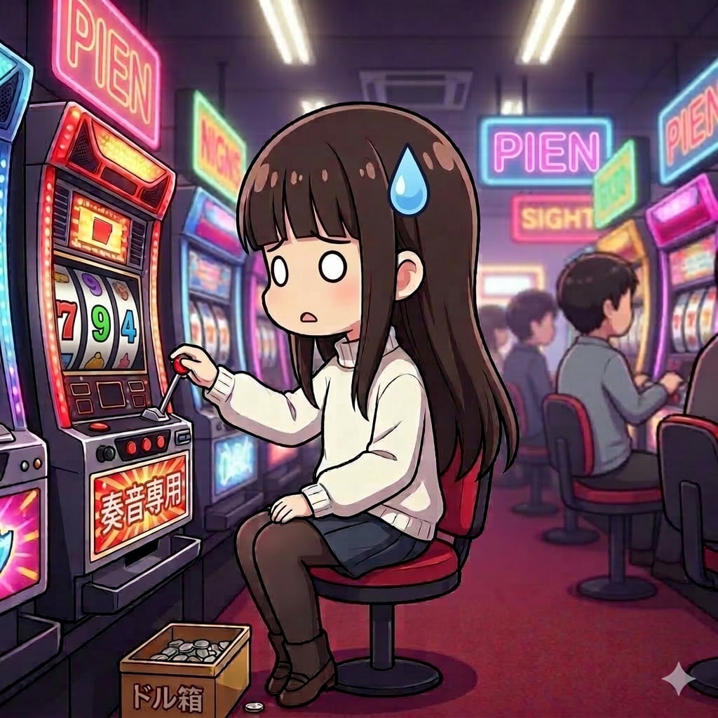 パチスロをやる奏音ちゃん