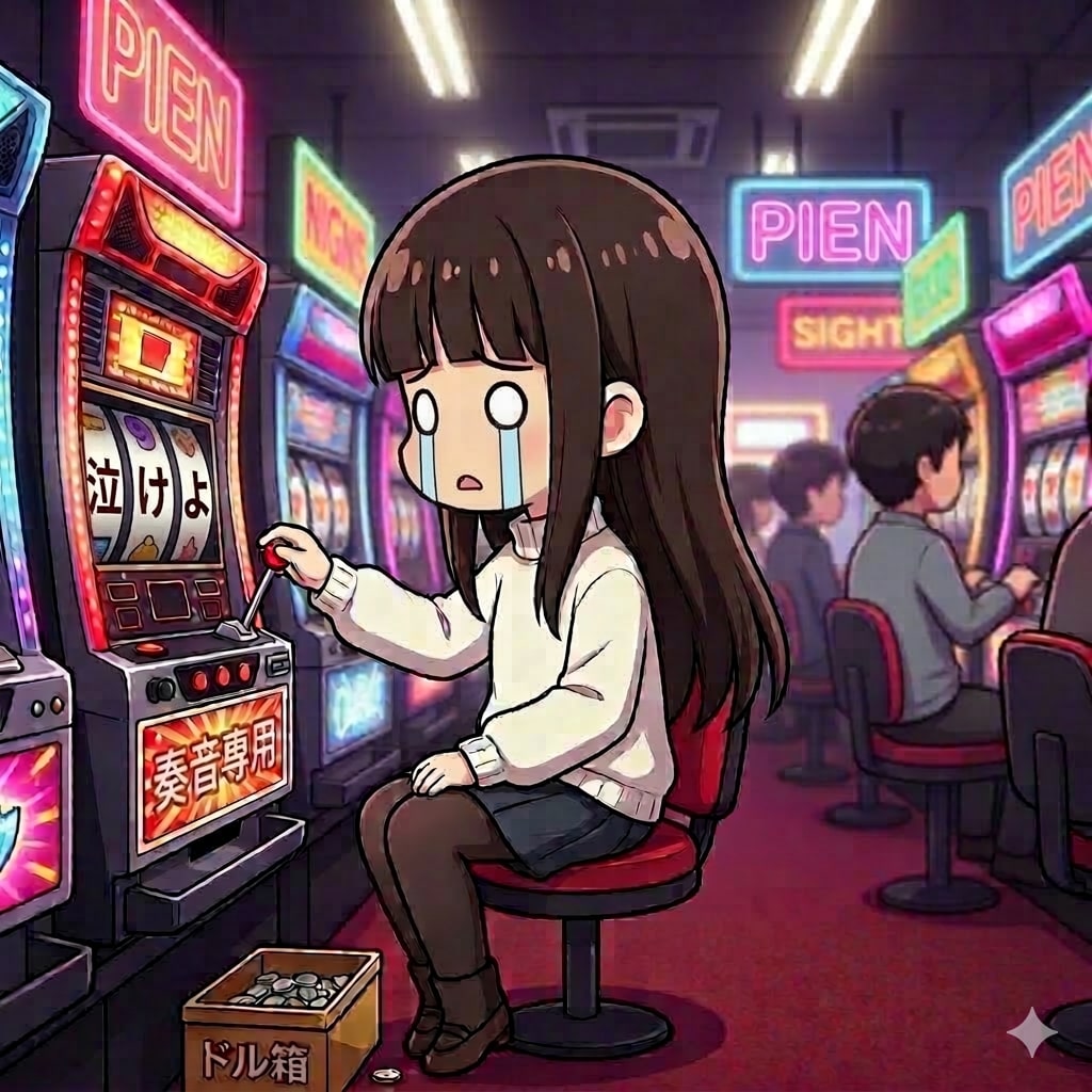 パチスロをやる奏音ちゃん