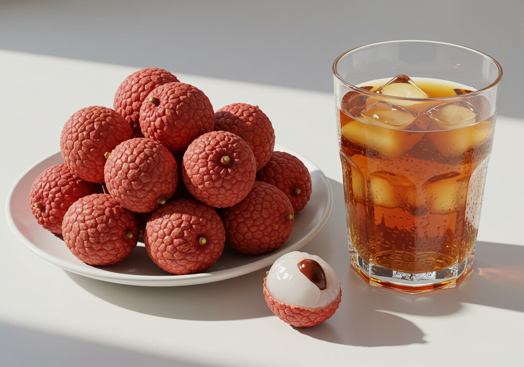 デザートのライチとアイスティ