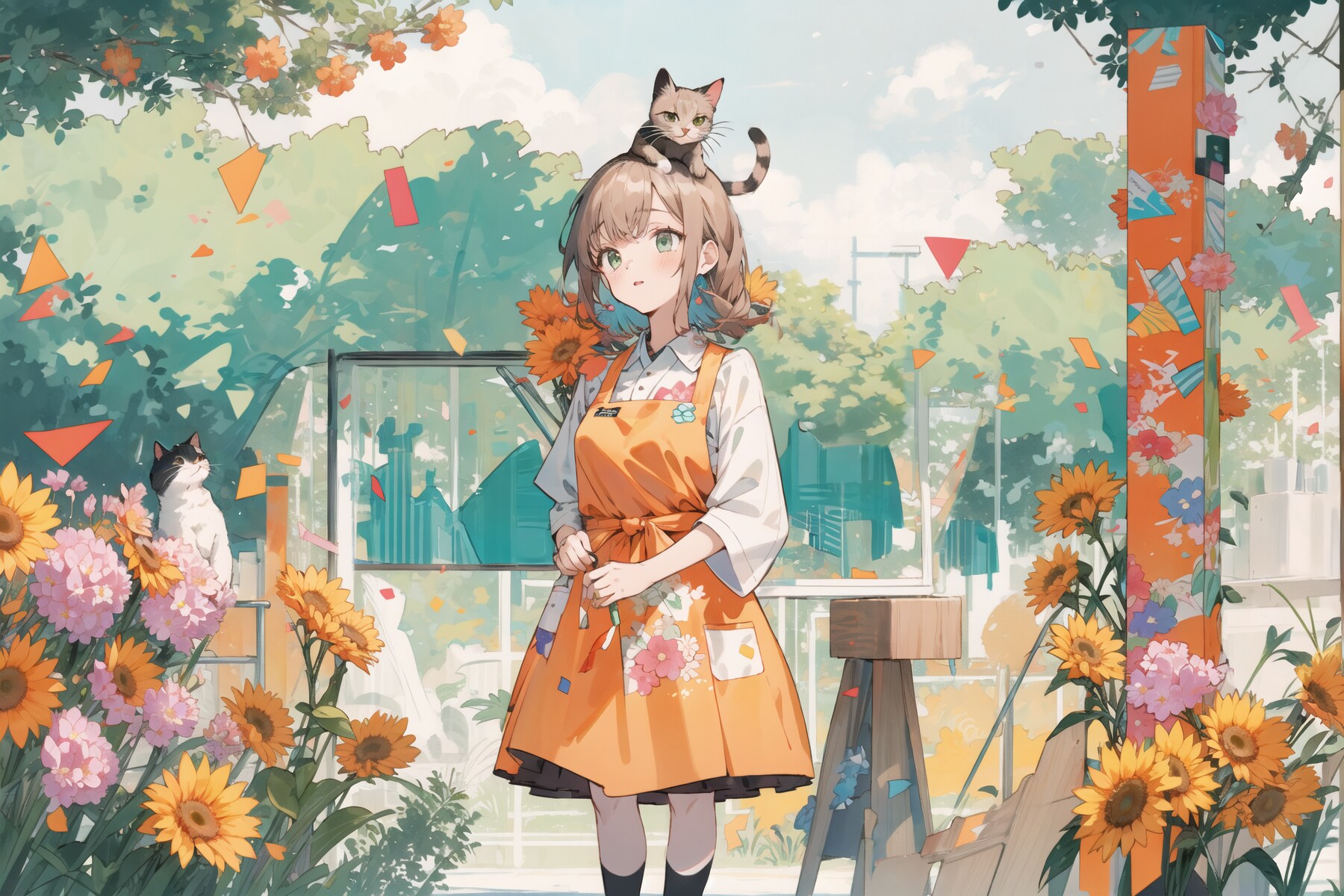 猫とエプロン少女 : 2023.12.16