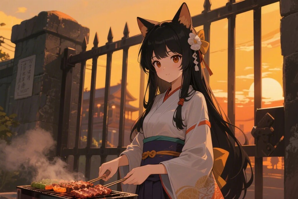 刑務所の前でお肉を焼くさくらちゃん