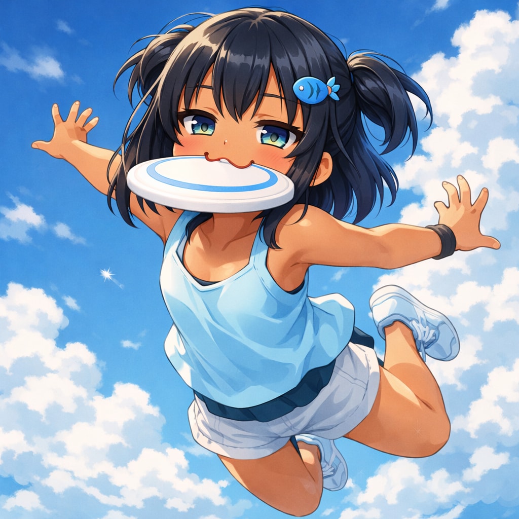 フリスピーで遊ぶこなつちゃん