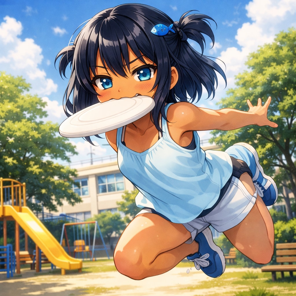 フリスピーで遊ぶこなつちゃん