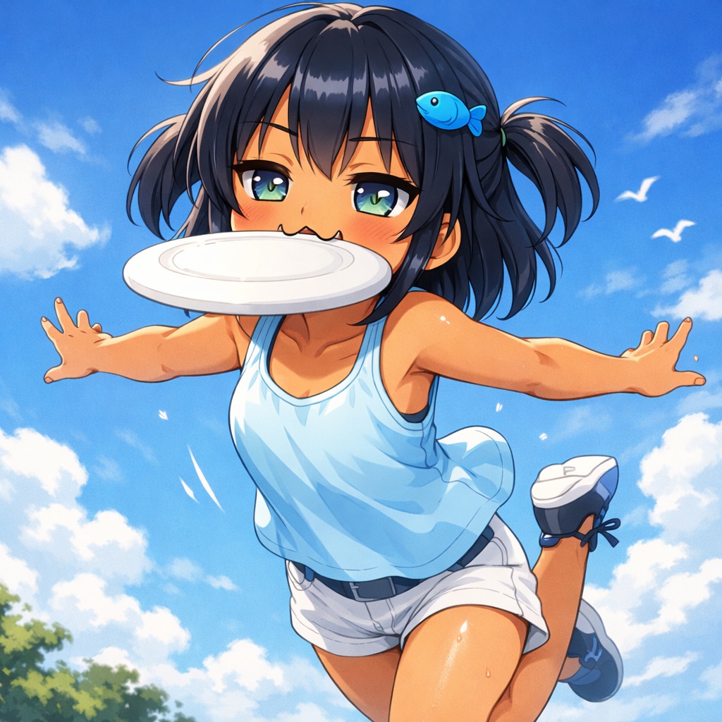 フリスピーで遊ぶこなつちゃん