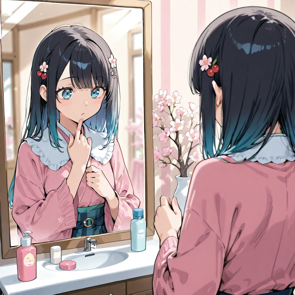 桜に負けないように(こっそり)口紅も塗ろうかな？ | の人気AIイラスト・グラビア