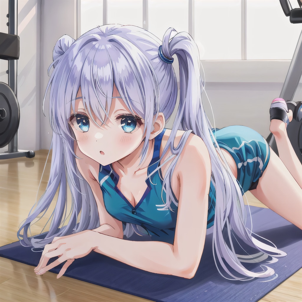 紫髪ロングで筋トレの少女７