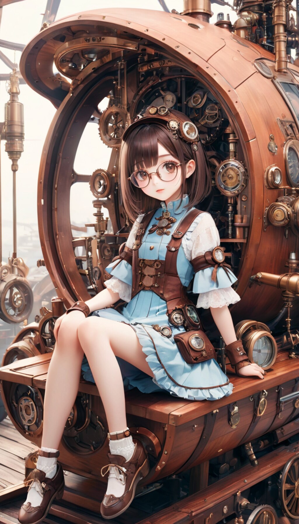 眼鏡女子 楓の木製スチームパンク