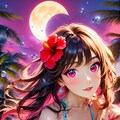月とハイビスカスと少女 8枚目