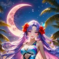 月とハイビスカスと少女 5枚目
